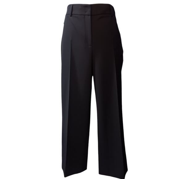 NEW AKRIS PUNTO Wide Leg Pants 14 Tailored 35x26 Similar to Cropped Chiaro Black - Picture 10 of 13